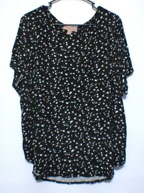Philosophy Women’s 3X Black Floral Top Short Sleeve Stretch Flowy Plus Size
